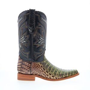 Los Altos Mens Smooth Caiman Square Toe Boots Green Boots (NWT)